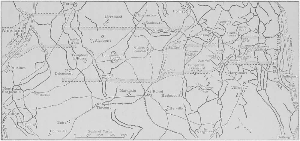 MAP SHOWING THE TRENCH SYSTEM ON THE SOMME.