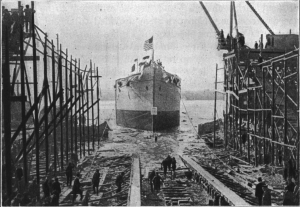 The Launching of a Ship at the Great Naval Yards, Newark, N.J.